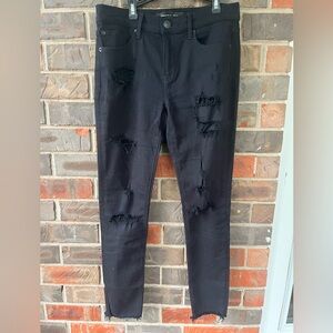 Express black skinny ripped legging jeans